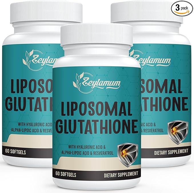 2400 MG Liposomal Glutathione Softgels Max Absorption Active Form L-Glutathione Reduced (GSH) with Hyaluronic Acid Resveratrol Master Antioxidants for Detox Brain Immune System 180 Softgels