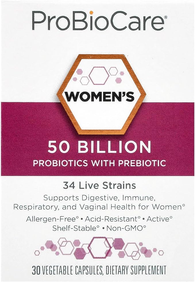 ProBioCare Probiotic for Women - 50 Billion CFUs - Supports Digestive Immune &amp Vaginal Health with Lactobacillus Bifidobacterium Gluten-Free Dairy-Free Non-GMO (30 Vegetable Capsules)