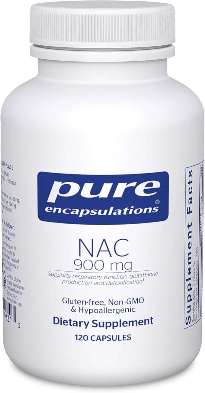 Pure Encapsulations NAC 900 mg - N-Acetyl Cysteine Amino Acid Supplement for Lung &amp Immune Support Liver &amp Antioxidants* - 120 Capsules