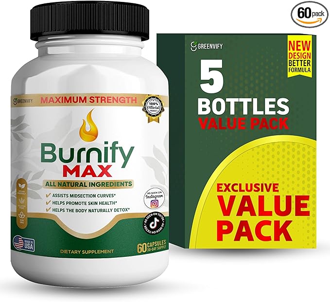 Burnify Max Dietary Supplement Maximum Strength All Natural Ingredients 60 Capsules 30-Day Supply (5)