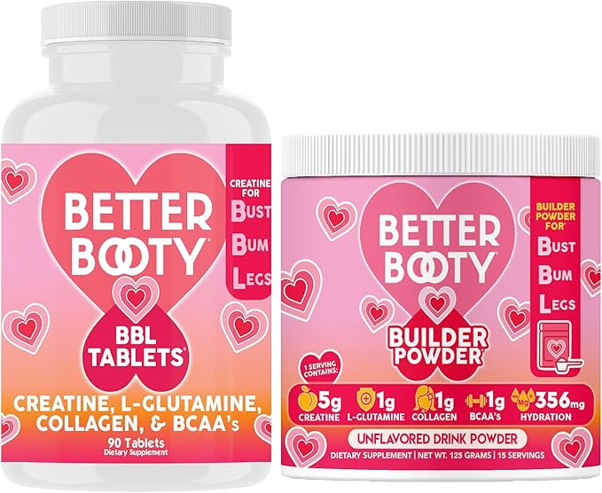 Angry Supplements Women's Creatine Monohydrate BBL Tablets 90ct and Builder Powder 125g Creatine Complex for Women Combo