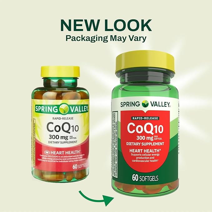 SUREFECT Spring Valley Rapid-Release CoQ10 300mg Softgels - 60 Count - Heart Health Support* &amp Cellular Energy Support - Vegetarian Formula with Organizer