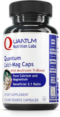 Quantum Nutrition Labs Calci-Mag Caps - Calcium Magnesium Supplement Calcium Supplement Pure Magnesium &amp Mushroom Complex with Reishi &amp Lions Mane - 90 Vegetarian Capsules