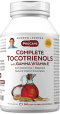 ANDREW LESSMAN Complete Tocotrienols with Gamma Vitamin E 240 Softgels - Eight Forms of Vitamin E (Alpha Beta Gamma Delta Tocopherols and Tocotrienols). Powerful Anti-oxidant. No Additives