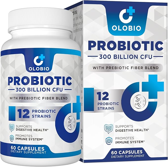 300 Billion CFU Probiotic 12 Strains with 3 Organic Prebiotics Probiotics for Women and Men Daily Supplement for Digestive Immune Gut &amp Bloating Health Shelf Stable Vegan 60 Counts