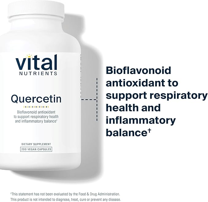 Vital Nutrients Quercetin - Vegan Quercetin Supplement with Bioflavonoids for Sinus Respiratory Heart &amp Immune Function Support - Gluten Dairy Soy Free - 500mg - 200 Capsules