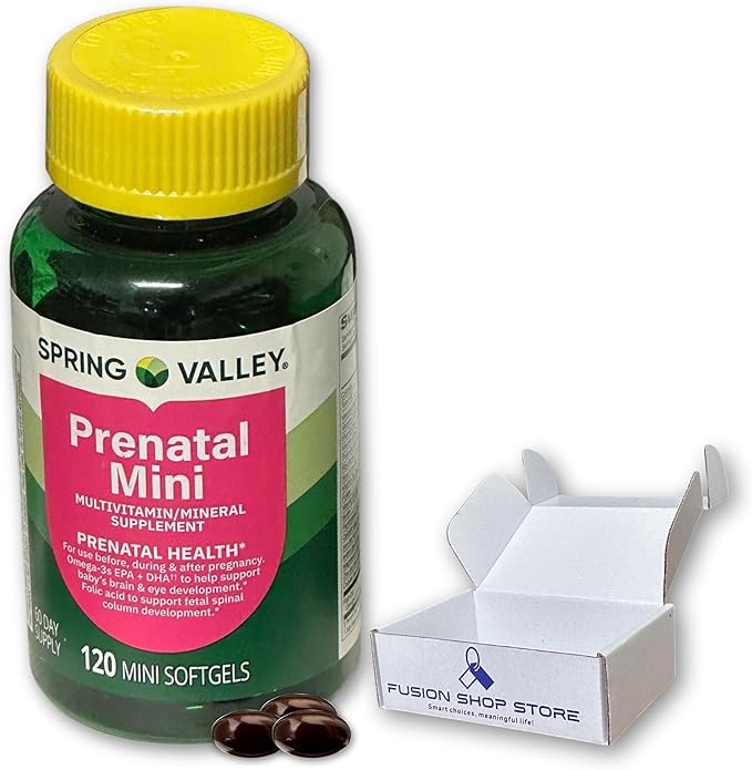 Prenatal Vitamins for Women- 120 Mini Softgels Multivitamin/Multimineral (Pack of 1) Boxed by Fusion Shop Store