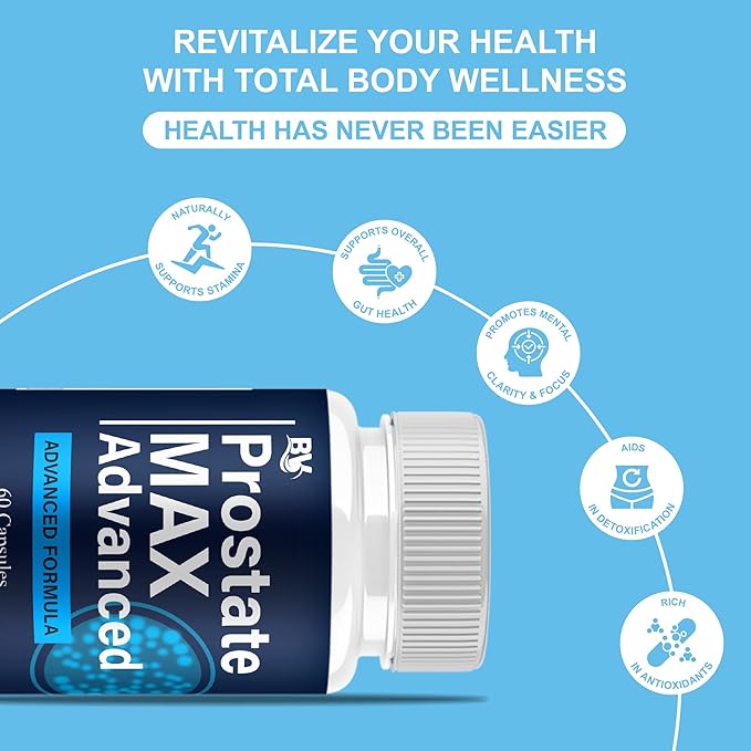 BLUE VIBE Prostate Max Advanced Capsules Prostate Max Maximum Strength Prostate Support and Advanced Overall Health Multivitamin Supplement ProstateMax Daily Support (2 Pack - 120 Capsules)