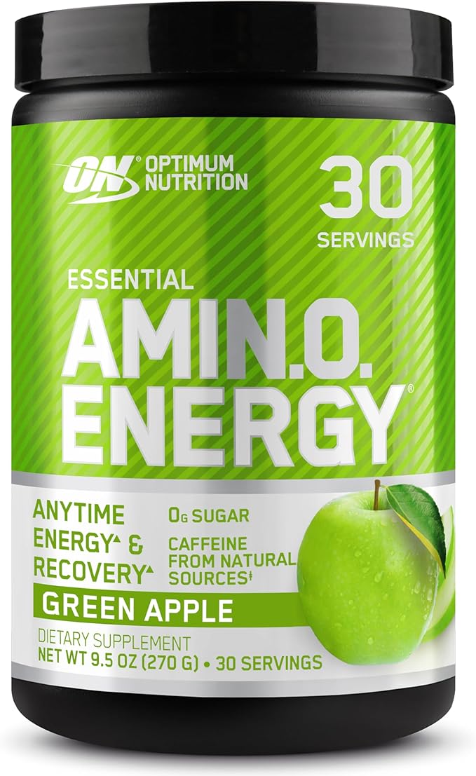 Optimum Nutrition Amino Energy - Pre Workout with Green Tea BCAA Amino Acids Keto Friendly Green Coffee Extract Energy Powder - Green Apple 30 Servings (Packaging May Vary)