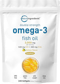Micro Ingredients Omega 3 Fish Oil Supplements 3000mg Per Serving 240 Softgels | Lemon Flavored – Burpless | EPA 540mg + DHA 360mg | Deep Sea Fish