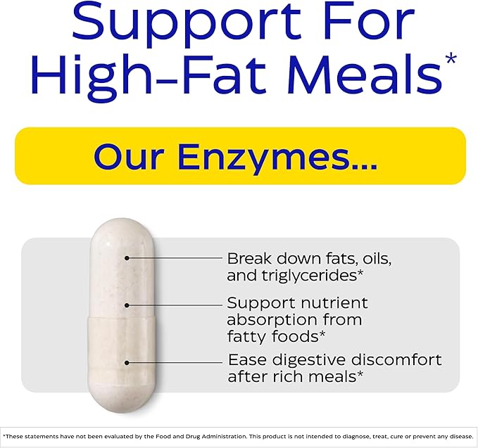 Enzymedica Lypo Gold - Protease Amylase &amp Lipase Digestive Enzymes for Women &amp Men Enzyme Supplement for Fat Digestion Gut Health &amp Gallbladder Support Helps Gas &amp Bloating Gluten