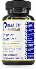 Premier Research Labs Phyto-Iron - Plant Based Iron for Men &amp Women for Blood Support Curry Leaves Supplement Iron Supplements Non-Heme Iron 18mg Iron Per Serving - 120 Vegetarian Capsules