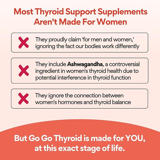 VoomVaya Go Go Thyroid - Thyroid Support for Women 30+ - Female-Focused Hormonal Balance &amp Thyroid Supplement with Iodine Selenium &amp L Tyrosine - 3rd Party Tested - 60 Capsules