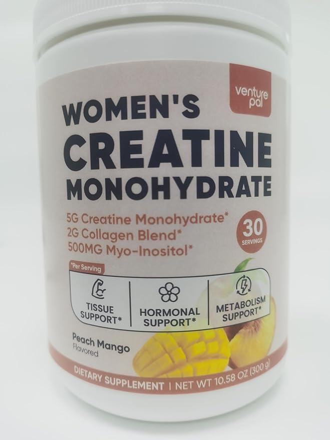 Venture Pal Creatine for Women – Hormone Balance &amp Energy Support Improves Muscle Strength Endurance &amp Recovery Collagen Complex for Skin &amp Joint Health Sugar-Free 30 Servings Mango P