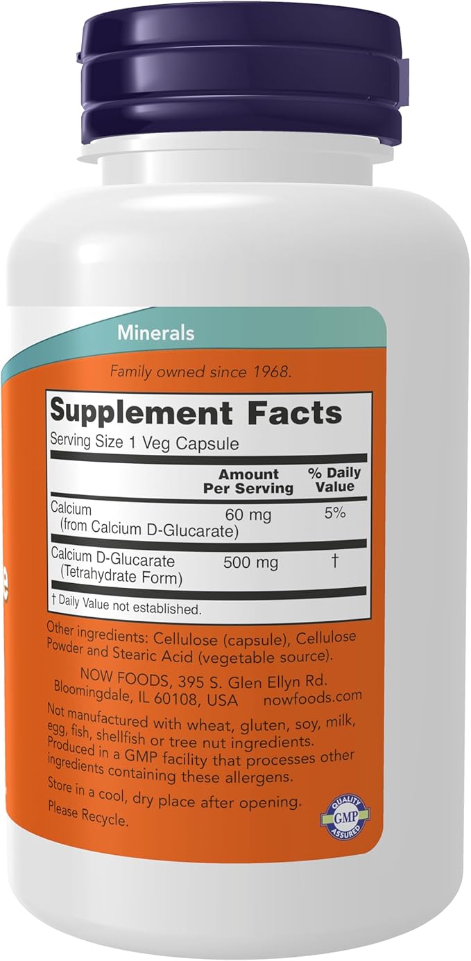 NOW Foods Supplements Calcium D-Glucarate 500 mg Detoxification Support* 90 Veg Capsules (Pack of 2)