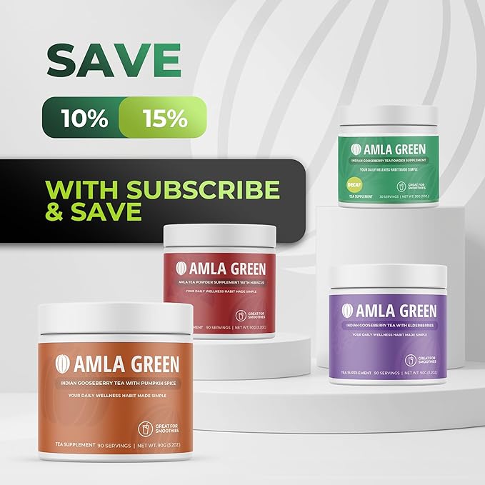 Amla Powder &amp Decaf Green Tea Superfood Supplement 20x Ultra Concentrated Amla Oolong Tea and Indian Gooseberries Organic Vegan 90 Servings