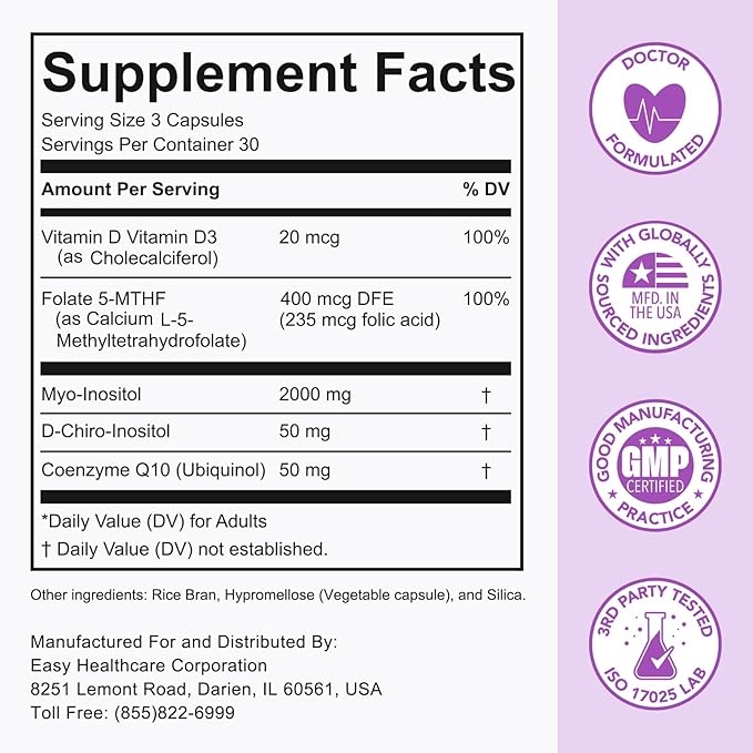 Premom Male Sperm Fortify Capsules - Male Fertility Supplements for Men Inositol Plus Bundle – Fertility Support for Women – 120 Count