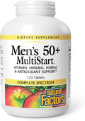 Natural Factors Men's 50+ MultiStart Daily Multivitamin Nutritional Support for Immune and Prostate Health 120 tablets (60 servings)
