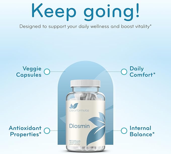 Diosmin 1000mg Circulation and Vein Support Supplement - High Strength Diosmin Varicose Leg Vein Supplement - Vegan Non-GMO &amp Gluten Free - Formulated in American cGMP Lab (90 Servings)