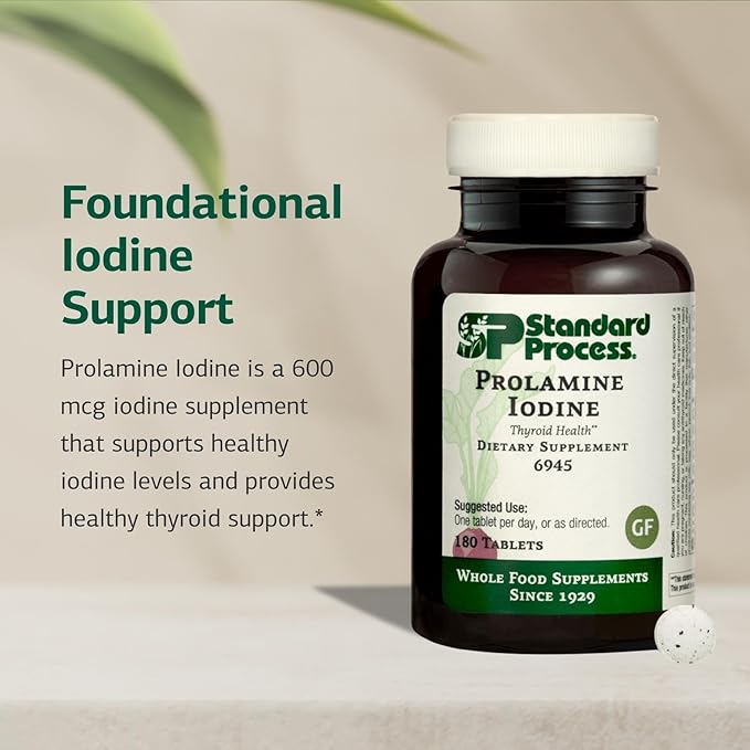 Standard Process Prolamine Iodine Thyroid Health Dietary Supplement - Vegan Gluten-Free Non-Dairy &amp Non-Soy - Essential Endocrine Support - 180 Tablets