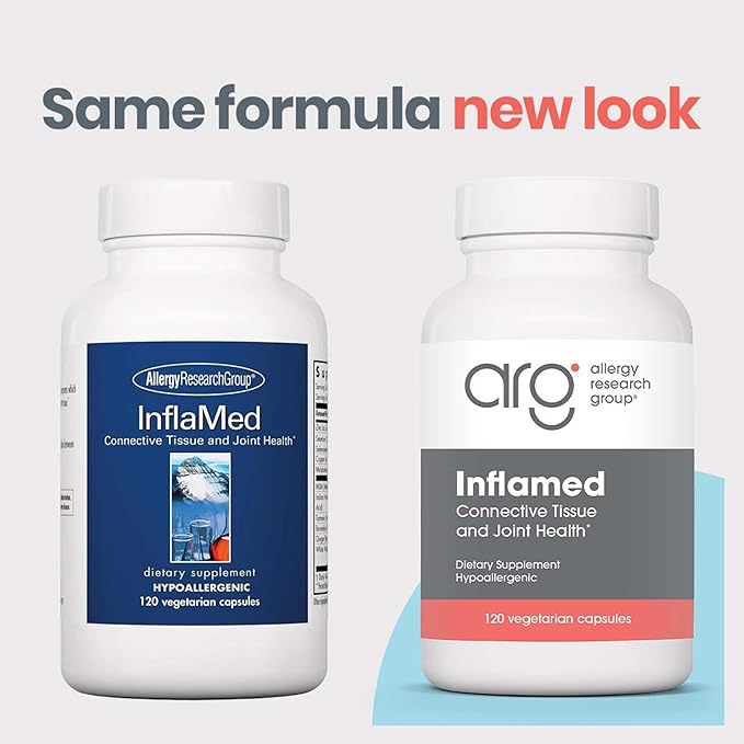 Allergy Research Group InflaMed - Connective Tissue &amp Joint Support Supplement - Synergistic Herbal &amp Enzyme Complex - Includes MSM Turmeric Boswellia &amp Bromelain - 60 Servings - 120 Cap