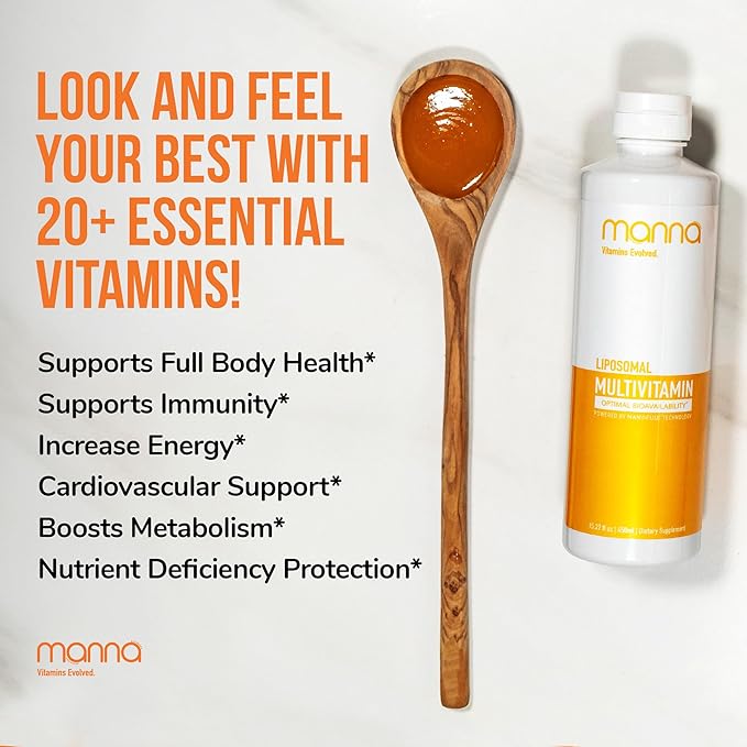 Manna Vitamins Evolved Liposomal Multivitamin - Daily Multivitamin Provides 20 Vitamins and Minerals - Multivitamins for Men and Women - Boosts Immune System Supports Energy and Metabolism