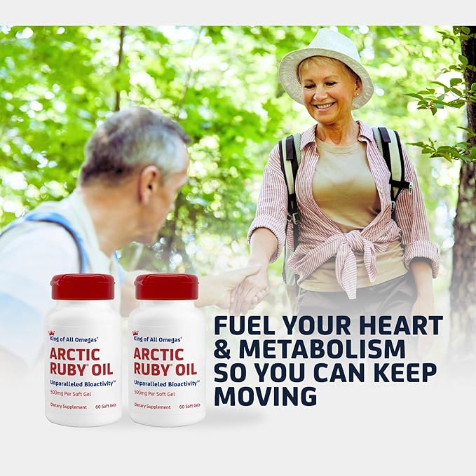 Arctic Ruby Oil - Omega 3 Supplement with Astaxanthin 2mg - Contains Essential Fatty Acids &amp Antioxidants - Supports Heart Brain Eye Skin Joint &amp Immune Health - 60 Softgels (2 Pack)