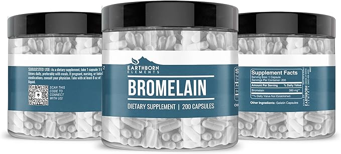 Earthborn Elements Rose HIPS &amp Bromelain Capsule Bundle (200 Capsules Each) Pure &amp Undiluted No Additives