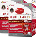 LABO Nutrition Perfect Krill EX 1000mg Antarctic Krill Oil Omega 3 EPA DHA Highest Phospholipids (Over 56%) with Choline Astaxanthin | Heart Brain Eye Joint Health Made in USA 60 softgelsX2