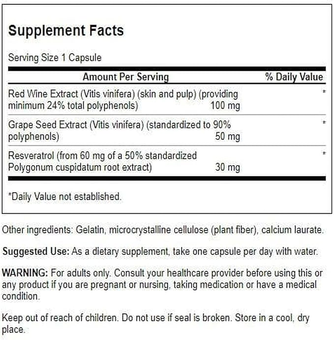 Swanson Resveratrol Complex - Herbal Supplement Promoting Cardiovascular Health &amp Protection - Natural Formula Promoting Natural Health &amp Wellness - (60 Capsules)