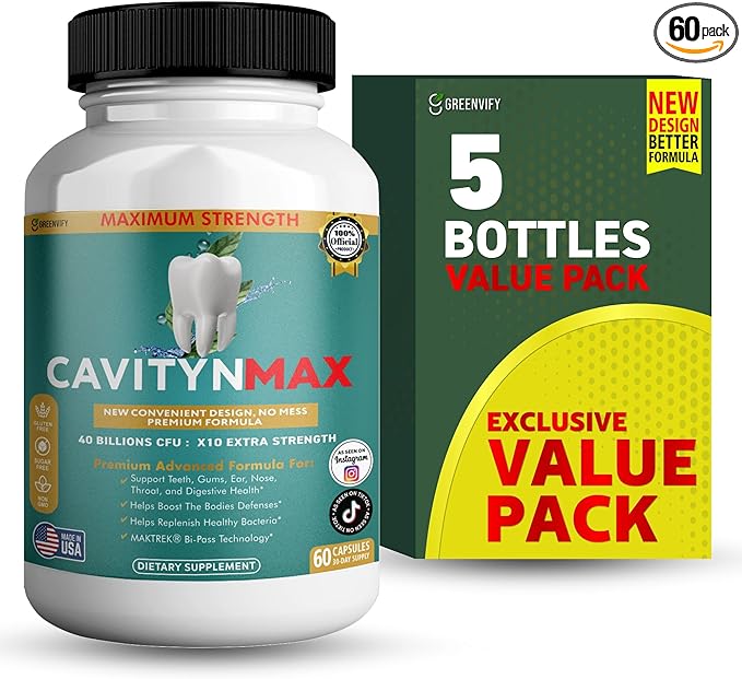 Cavityn Max Probiotic Supplement 40 Billion CFU 60 Capsules Digestive Health Support (5)
