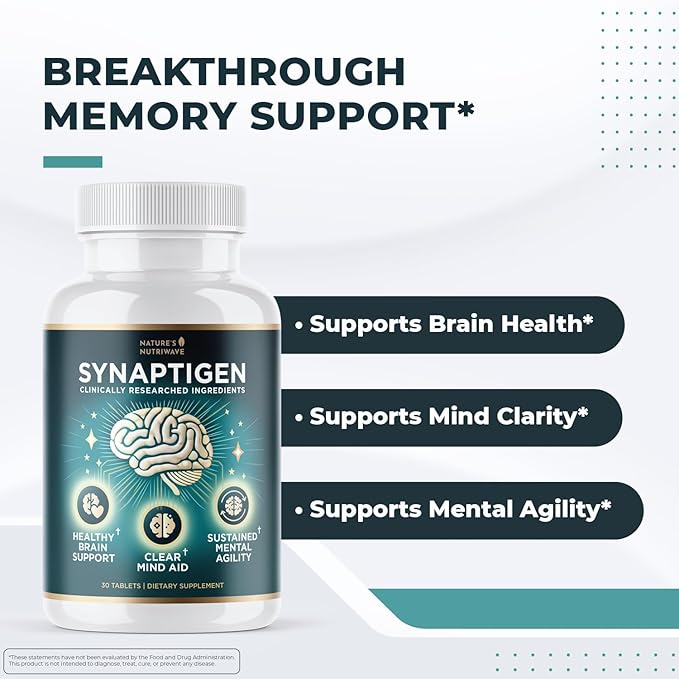 Synaptigen – Natural Supplement with Inulin Powder Probiotics 3.5 Billion CFU for Daily Wellness – Made in USA Non-GMO 30 Tablets - 1 Month Supply