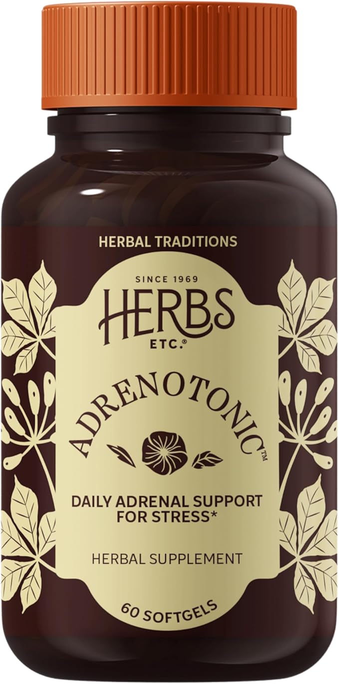Herbs Etc. Adrenotonic - Herbal Supplement for Adrenal Gland Health Support - Energy Support Supplement for Men &amp Women - 60 Softgels (60 Servings)
