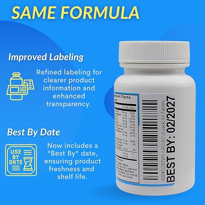 Lipo-BC Complex Lipo BC (60 Tablets) Manufactured by Legere Pharmaceuticals for ES Global