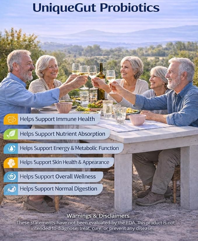UniqueGut™ Probiotics – 17-Strain Advanced Formula with Prebiotics Postbiotics Digestive Support &amp CoQ-10