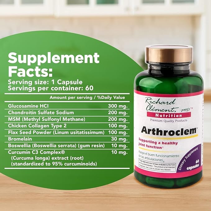 Richard Clement Nutrition Arthroclem Joint Health Supplement – Glucosamine &amp Chondroitin Formula for Joint Health Support – 60 Capsules