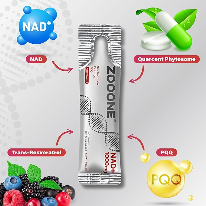 zooone- NAD+ Supplement 60pcs Premium Nicotinamide Riboside &amp Resveratrol DNA Repair &amp Healthy Aging Advanced NAD Supplement for Men &amp Women Boosts Cellular Energy