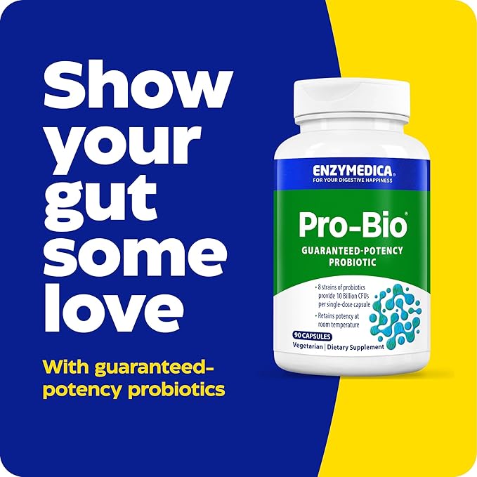 Enzymedica Pro-Bio Shelf Stable Stomach-Acid Resistant Probiotic for Healthy Digestion 10 Billion CFU 90 Count