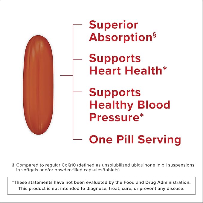 Qunol Mega Ubiquinol 100mg CoQ10 Superior Absorption Patented Water and Fat Soluble Natural Supplement Form of Coenzyme Q10 Antioxidant for Heart Health 100 Count Softgels