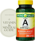 1 Pack Vitamin A 2400 mcg Softgels 250 Count (1 Bottle) + Vitamin Guide &amp Sticker Included