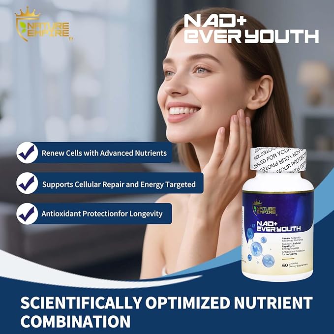 NAD+ Cellular Renewal Anti-Aging 4 in 1 Complex Supplement with L-ErgothioneineNicotinamide Riboside (NR) &amp NAD+ European Bilberry Antioxidant Support for Energy &amp Aging 60 Capsules