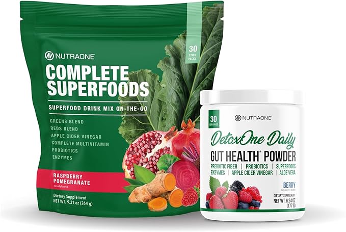 NutraOne Digestive &amp Nutrition Bundle – DetoxOne Daily + Complete Superfoods