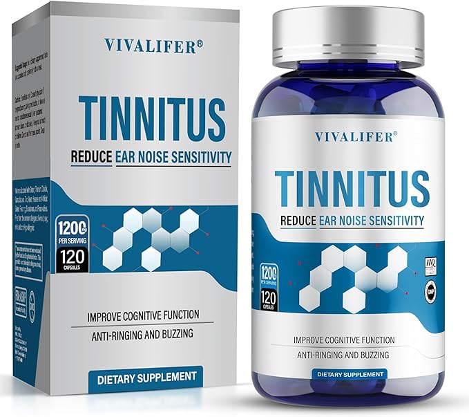 Tinnitus Relief for Ringing Ears 120 Capsules Supplement with Vitamin C &amp B Complex Supports Ear Health Reduces Ringing in Ears Promotes Hearing Wellness &amp Comfort