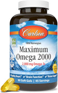 Carlson - Maximum Omega 2000 2000 mg Omega-3s Healthy Heart Brain Function &amp Vision Support Lemon 90 soft gels