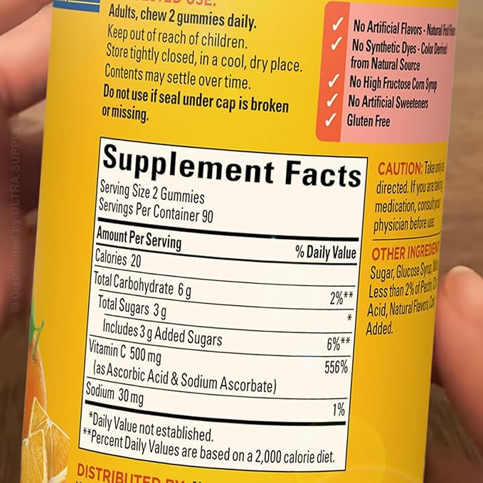 Nature_Mades Vitamin C Gummies 500mg (360 Count - Value Pack) | Tangerine Flavor Antioxidant Support Daily Wellness Gluten Free Extra Strength Dosage