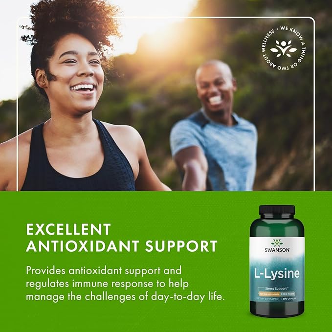 Swanson L-Lysine - Amino Acid for Stress Antioxidant Nervous System &amp Immune Support - Aids Calmness &amp Relaxation* - Non-GMO - 300 Capsules (2 Pack)