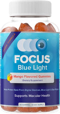 Focus Blue Light Supplement | Lutein and Zeaxanthin Supplement for Eye Health and Blue Light Protection | 60 Count Mango Flavored Gummy 30 Day Supply
