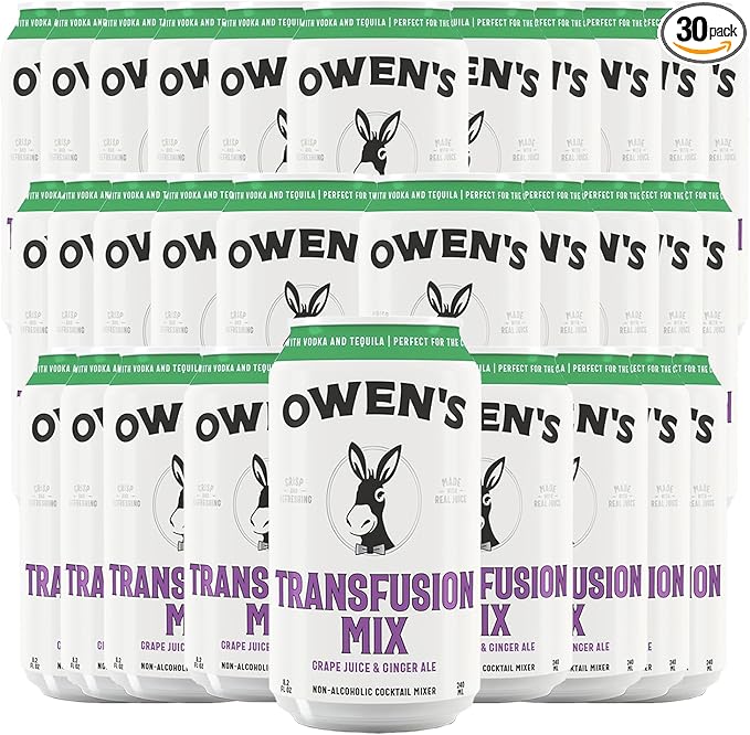Owen’s Craft Mixers | Transfusion Mix 30 Pack | Handcrafted in the USA with Premium Ingredients | Vegan &amp Gluten-Free Soda Mocktail and Cocktail Mixer