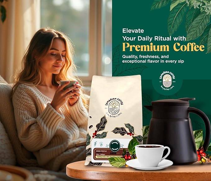 Samarian Coffee Medium Roast – Colombian Single-Origin Arabica – Specialty Ground Coffee with Citrus &amp Floral Notes – Smooth &amp Aromatic – For Pour Over French Press Chemex V60 – 12oz Bag