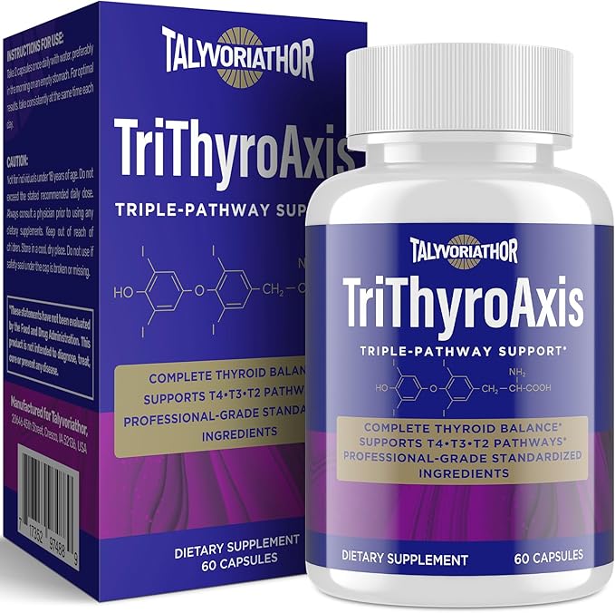 Thyroid Support Supplement for Women &amp Men – Professional T4 T3 T2 Triple-Pathway – Metabolism &amp Energy – with L-Tyrosine Selenium Ashwagandha &amp Guggul Extract – Standardized Herbs – 6